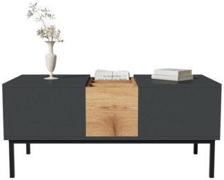 HAUSS SPOLE Couchtisch mit verstellbarem Tischplatte, höhenverstellbar, 100x50 cm schwarz (Satztisch, Wohnzimmertisch, Beistelltisch, 1-St, Holzoptik), mit verstellbarem Tischplatte, höhenverstellbar