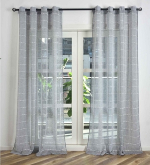 Gardinenbox Gardine, Ösen (2 St), halbtransparent, Chenille, Halbtransparent »Kassel« Chenille Gestreift 202470-2