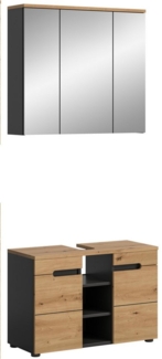 INOSIGN Badmöbel-Set REHAT, 2-teilig, Breite 80 cm, mit Grifflosen Fronten, bestehend aus:, (2-St), 1x Waschbeckenunterschrank & 1x Spiegelschrank