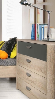 Kommode Schubladenkommode Jugendzimmer sonoma eiche / grau 93cm