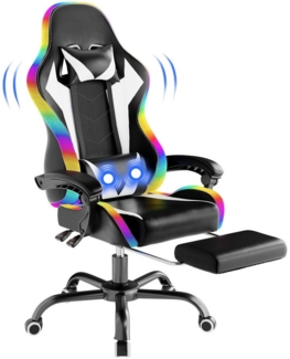 HOMALL Gaming-Stuhl LED Gaming Chair,Massage,Bürostuhl,Gaming Stuhl, Ergonomischer Bürostuhl,Kopfstütze und Lendenstütze