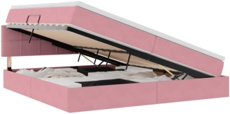 vidaXL Bett mit LED-Lichtleisten mit Kopfteil Rosa 200 x 200 cm Samt 3371420
