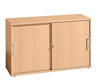 Büroschrank Aktenschrank Schiebetürenschrank, Buche, Relinggriff, 74,8 x 40 x 120 cm