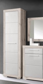 Garderobenschrank Stauraumschrank sandeiche weiß Hochglanz 58cm