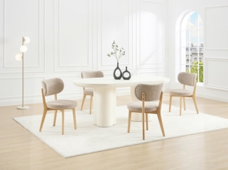 Vente-unique - Stuhl 2er-Set - Bouclé & Kautschukholz - Taupe - TORIEL