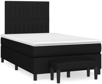 vidaXL Boxspringbett mit Matratze Schwarz 120x200 cm Stoff 3136743