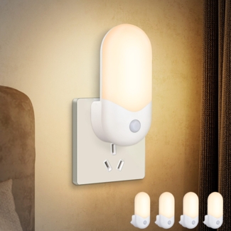 ZMH muyuua Nachtlicht Steckdose mit Dämmerungssensor - 4 Stück LED Steckdosenlampe Kinder Steckdosenlicht Kinderzimmer 1W Nachtlampe WarmWeiß Orientierungslicht für Baby Treppenhaus Schlafzimmer Küche