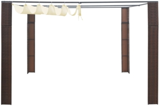 vidaXL Pavillon mit Dach Poly Rattan 300x300x220 cm Braun und Creme 44816