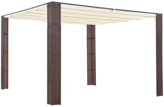 vidaXL Pavillon mit Dach Poly Rattan 300x300x200 cm Braun und Creme 44816