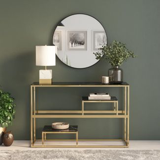 vidaXL Konsolentisch Golden Edelstahl und Hartglas 350004