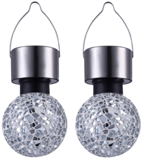 2er Set LED Solarleuchten aus Edelstahl für den Außenbereich