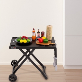 Royal Gourmet Sideboard Klappbar Grillwagen für Gasgrill, Tragbarer Gril, mit 2 seitlichen Haken, schwarz