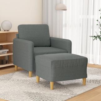 vidaXL Sessel mit Hocker Dunkelgrau 60 cm Stoff 3201185