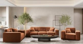 Sofaset Designersofa CESINA 3-2-1 in Stoff Perfect Harmony Rostbraun