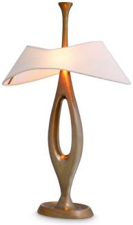 Casa Padrino Luxus Tischleuchte Vintage Messing / Weiß 41,5 x H. 63 cm - Messing Schreibtischleuchte mit Lampenschirm - Luxus Tischleuchten - Luxus Leuchten - Luxus Möbel - Luxus Interior