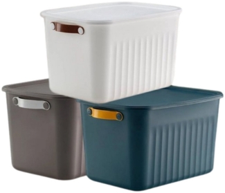 Luxury Bites Aufbewahrungsbox mit Deckel, 20L-15L -10L BPA-freie Kunststoff, nestbar und stapelbar (6 Farben, 9 Farbkombiationen, 3er Set)