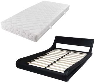 vidaXL Bett mit Matratze Schwarz Kunstleder 140×200 cm