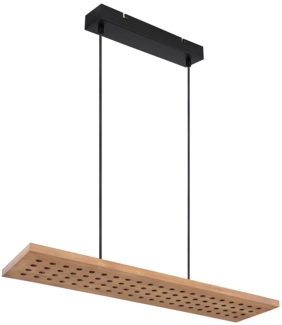 LED Hängeleuchte, Metall, Holz, dimmbar, braun, L 80 cm