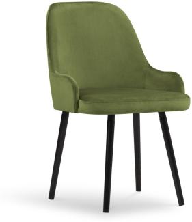 Micadoni Samtstoff Stuhl Flint | Bezug Green | Beinfarbe Black Beech Wood