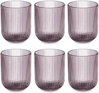 Niedrige Wassergläser LINES aus geriffeltem Glas, 270 ml, 6er-Set