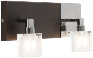 Wandleuchte, Holz dunkel, chrom, Länge 38 cm, AZOT