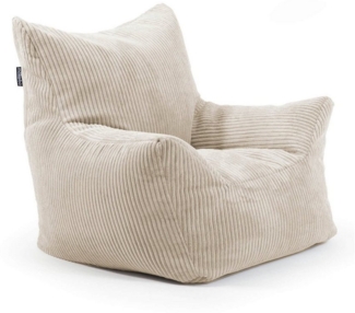 mokebo Kindersessel Der Pausenheld (Beige), Kinder Sitzsack Cord, Lesesessel, Bodenkissen und Sitzkissen Kinder