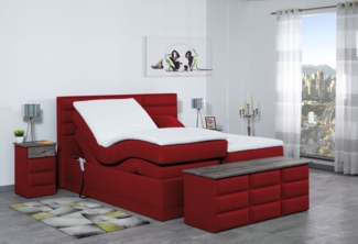 Meisterbetten Boxspringbett Pino 240x200 in WT-Rot, Matratzenbezug Nano, Ergoflex-Topper