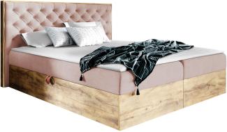 Boxspringbett Worik 3, Rosa, 140 x 200 cm