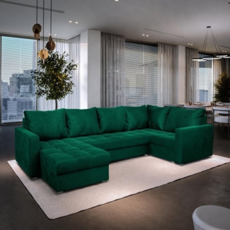 Masseno Ecksofa LORIVO mit Schlaffunktion U-Form, Sofa mit Bettkasten