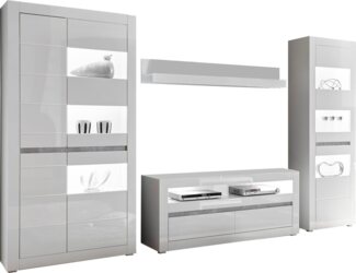 INOSIGN Wohnwand Carat, (Set, 4-St), wird jeweils mit zwei Leisten angeliefert, 1 x grau, 1 x weiss