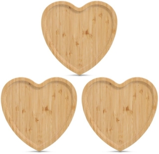 Zeller Present Servierbrett Serviertablett "Herz", Bambus, 100% FSC, 3-tlg, Bambus, (Set, 3-St), Dekotablett, natürliches Material