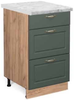 Küchenunterschrank Fame-Line Grün-Gold Landhaus 50 cm , AP Marmor Vicco