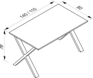 VCM Schreibtisch Lona 110x80 X-Fußgestell Sonoma-Eiche