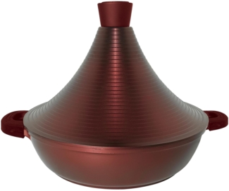 Aluguss Tajine Tagine Ø28cm Induktion Silikongriffe Gartopf Dampfgarer Bräte Burgundy