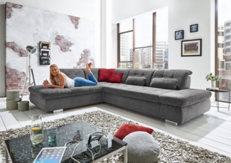 Die PlanBar Ecksofa MP-IN17004 L-Form, wahlweise mit Bettfunktion, Sitztiefen- und Kopfteilverstellung
