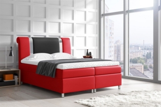 Boxspringbett NATHAN 120x200 cm Kunstleder Rot-Schwarz