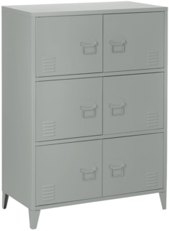 Industrial Wohnen 6-türiger Spindschrank Büroschrank Stahl 80 x 113 x 40 cm sandgrau