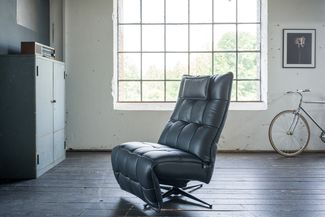 KAWOLA Sessel MIKO Relaxsessel drehbar Leder schwarz 115 x 94 x 75 cm