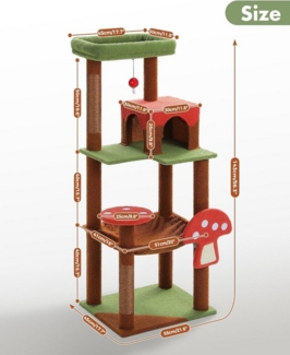 Purpurra Kratzbaum Katzenbaum mit Metall Plüsch Hängematte 116cm/ 143 cm