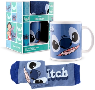 Lilo & Stitch Tasse Disney Stitch Tasse und Socken Geschenk Set (Blau)