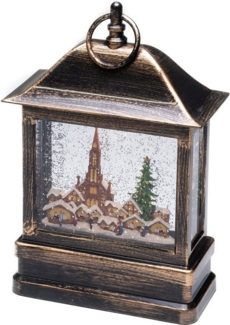 KONSTSMIDE No. 4350-000 LED Schneelaterne mit Kirche und Weihnachtsmarkt IP20