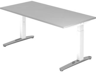 'XB16' Schreibtisch, C-Fu,ß 160x80 cm, Grau/Weiß, poliert