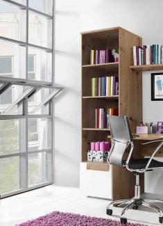 Regal Bücherregal Standregal 55cm Eiche Artisan / weiß