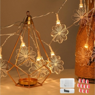 Vivitar Lichterkette Innenbereich dekorative Lichter 4,1 m 15 LED USB wiederaufladbar, Batterie-Acryl-Blumen LED-Lichterketten für innen, außen