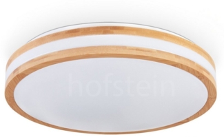 hofstein Deckenleuchte dimmbare Deckenlampe a. Metall/Holz/Kunststoff in Weiß/Natur (39 cm), LED wechselbar, 3000-6000 Kelvin, LED 2500 Lumen, 3000-6000 Kelvin, dimmbar mit Fernbedienung