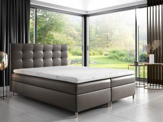 Boxspringbett ARVID 200x200 cm Kunstleder Grau