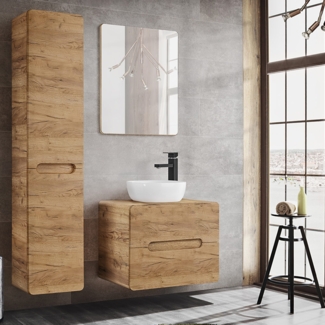 Badmöbel Set mit 61 cm Waschtisch LUTON-56-CRAFT, Wotan Eiche Nb, B/H/T ca. 110/200/46 cm