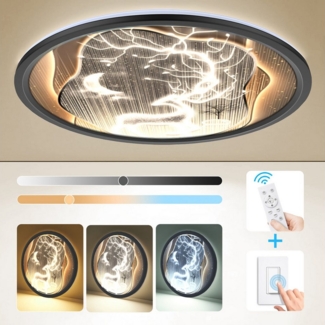 BRAIDOL Deckenleuchten Led Deckenlampe Ultra Dünn Rund Lampen Ø29cm, Dimmbar Deckenleuchte, LED fest integriert, Die schön gemusterten Design Deckenleuchte, 3000K~6500K, Modern Runde Lampe mit Fernbedienung,24W, H2.8cm Ultra Dünn Rund Lampen, für Kinde...