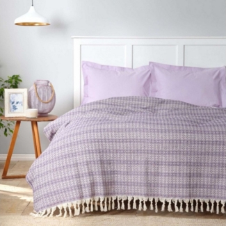 Karaca Home Bettwäsche Karaca Home Destina Lila Double Piqué, 200 cm x 230 cm, Winterdecke, Flexibel, Stilvolle Muster, Komfort, Hält die Wärme, Einzigartiges Design
