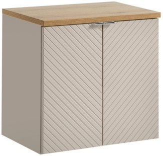 Lomadox Waschbeckenschrank VERACRUZ-56 Waschtischunterschrank, 60cm, kaschmir mit Eiche, gerillte Front
